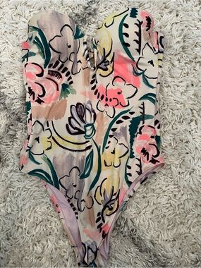 Victoria's Secret Floral One-Piece Swimsuit in Pink, Green, Yellow, Cream